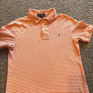 Polo by Ralph Lauren Orange and White Striped Polo Shirt